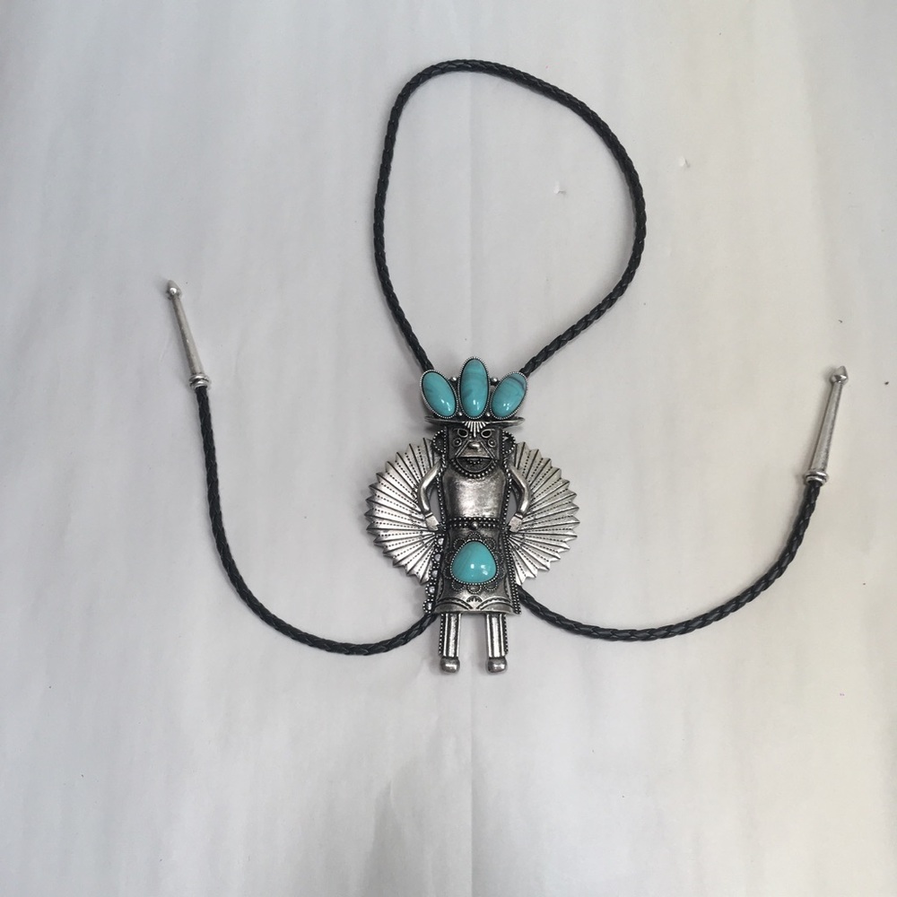 Bolo tie/ turquoise chunky necklace